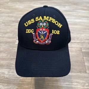 The Corps USS Sampson DDG 102 Logo‎ Blue Baseball Cap Hat One Size VG+